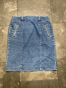 Vintage Calvin Klein Sport Denim Skirt Size 12 Mid Length Cotton Medium Wash - Picture 1 of 10