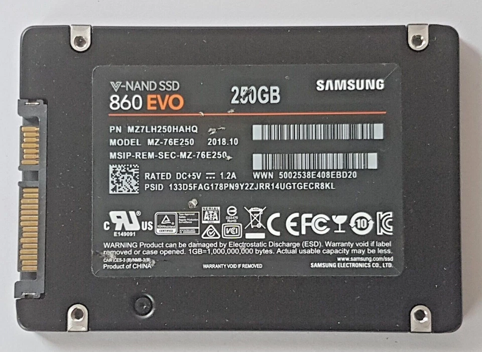 250 Go SATA III Samsung 860 EVO MZ-76E250 V-NAND SSD 2,5" Disque Dur Interne - Photo 1/1