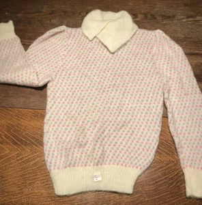 NWT Vintage 80’s David Brett Women’s M Sweater Pink Grey Turtleneck Mohair Soft - Picture 1 of 9