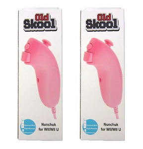 2 x Old Skool Nunchuk Controllers for Nintendo Wii and Wii U - Pink - Picture 1 of 1