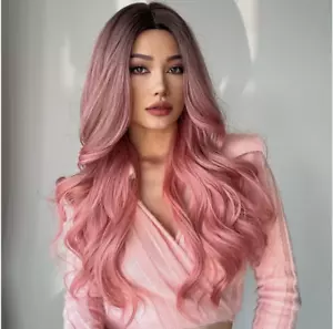 Gradient Pink Long Curly Hair Wig new - Picture 1 of 3