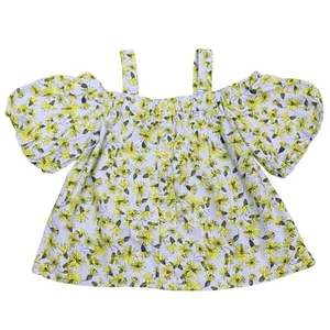 ZARA Girls Daisy Floral Blouse Top Size 11-12 Off The Shoulder Puff Sleeves - Picture 1 of 8