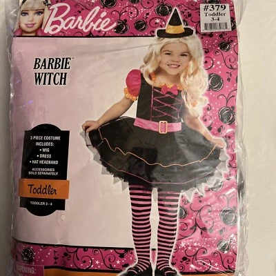 Barbie Witch  Halloween  Costume Child Toddler 3-4, WIG,  Dress,  Hat. Fast Ship - Image 1 of 4