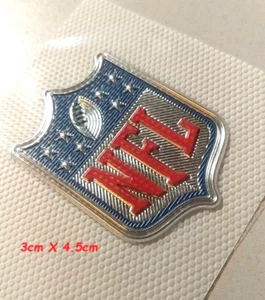 NFL LOGO Iron-on 4.5cm Blue ⭐PLASTIC⭐ Metallic Shield as seen on Player's Jersey - Picture 1 of 13