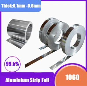 99.5% Pure Aluminium Strip 1060 Foil Sheet 0.1mm -0.5mm Thick 10mm-200mm Width - Picture 1 of 13