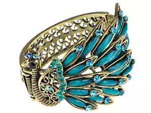 Antikes Damen Pfauen Armband Armreif mit Edelsteinen | 6 Farben - Bild 1 von 30
