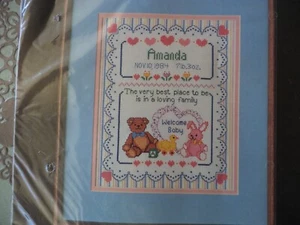 Vintage Dimensions Counted Cross Stitch Kit Baby Loving Family Birth Record NIP - Picture 1 of 4