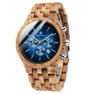Men Wooden Luxury Quartz Wristwatch Wood Casual Wrist Watch In Box Gift New - Picture 1 of 4