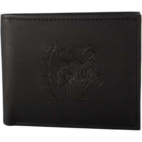 Men's Black Wisconsin Badgers Hybrid Bi-Fold Wallet Cover
