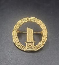 Vintage Masonic Masons Widows Broken Column Brooch Pin Gold Tone