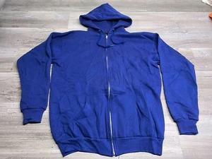 Vintage 80s Steinwurtzel 50/50 Soft Full Zip Royal Blue Hoodie Sweatshirt L USA - Picture 1 of 7