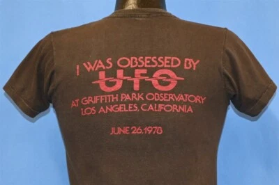 Camiseta vintage años 70 I WAS OBSESSED BY UFO GRIFFITH PARK OBSERVATORY LA 1978 S Foto 1 de 4