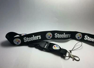 Pittsburgh Steelers Lanyard ID Badge Key Chain Clip Face Mask Holder Strap Saver - Image 1 of 4