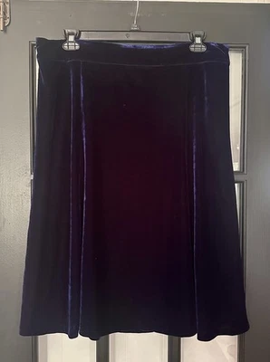 🩷Quacker Factory- Womens XL Velour Midi Skirt Pull-On Navy Velvet - Image 1 of 4
