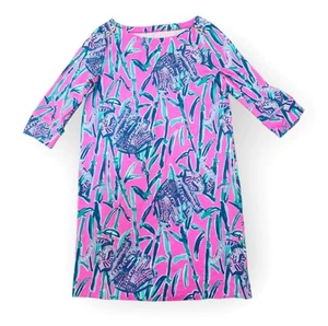 Girl's Lilly Pulitzer Mandevilla Dress Pink Elephants Bamboo Shift Sz 8-10 - Picture 1 of 8