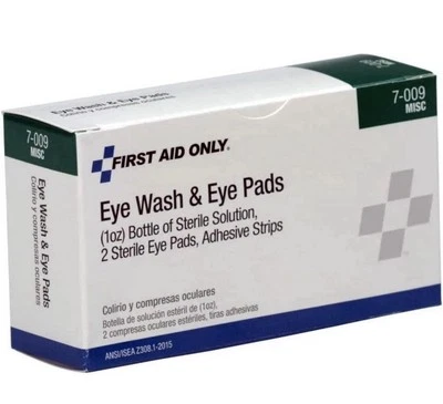 4 Kits 1 Oz Eye Wash Kit FIRST AID ONLY Eye flushing solution With Pads & Strips - Image 1 of 3