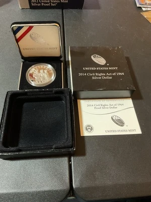 2014 U.S. MINT CIVIL RIGHTS ACT OF 1964 PROOF SILVER DOLLAR-COA/OGP-NICE CAMEO - Image 1 of 4