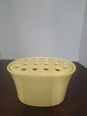 Southern Living At Home Frog Flower Arranger And Pot Yellow Ceramic - Image 1 of 4