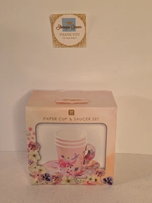 Juego de tazas de té y platillos de papel de fiesta verdaderamente deliciosos Cottagecore paquete de 12 en caja Foto 1 de 2