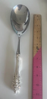 Wallace Grand Baroque Sterling Silver Serving Spoon Hostess Wedding Gift  - Image 1 of 2