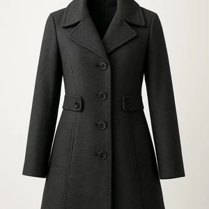 Cappotto donna Madison misto lana nero lunghezza ginocchio tasche grandi con bottoni taglia large - Foto 1 di 7