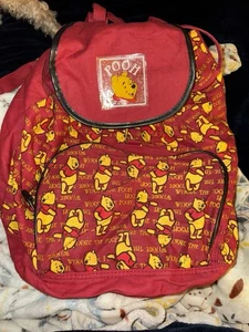 Zaino bambino vintage Disney Winnie the Pooh rosso cotone cinturino nylon nuovo senza etichette - Foto 1 di 6