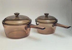 Vision Ware Corning Pyrex ámbar - Juego de 2 ollas con tapas de 1 L y 1,5 L - Imagen 1 de 23