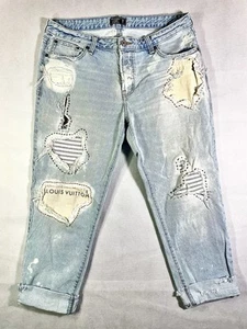 Abercrombie Fitch Jean 29/8r Ames Low Rise Slim Boyfriend LV patch Thrashed - Picture 1 of 10