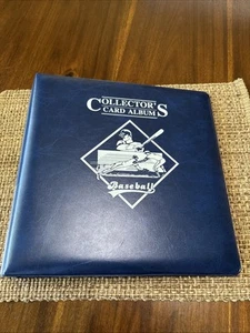 Collector's Card Album Baseball Binder Blue D Ring Vintage 80s 90s Binder Sleeve - Picture 1 of 7