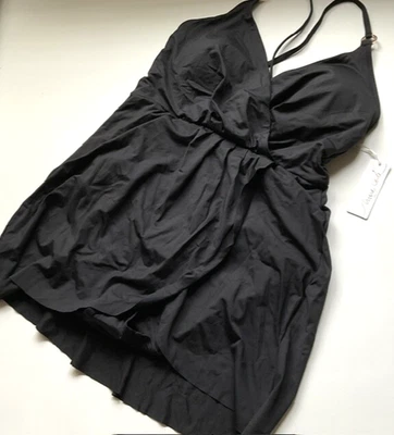 Anne Cole Women’s Swim Dress with Skirted Bottom Black Size 12 Surplice Wrap - Image 1 of 4