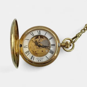 JEAN PIERRE 17 Jewels Mechanical Skeleton Double Hunter Incabloc Pocket Watch - Picture 1 of 4