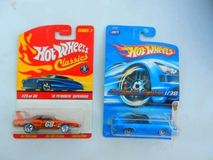 Hot Wheels 2 SUPERBIRD'S #25 NARANJA 1970 Plymouth Superbird #1 AZUL '70 PLYMOUTH - Imagen 1 de 3