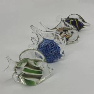 Menge 4 Mundgeblasene Kunst Glas Tropische Fische Briefbeschwerer - Bild 1 von 5