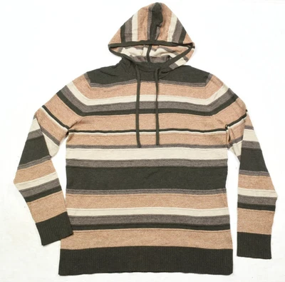 Smartwool Sparwood Pattern Hoodie Sweater Mens Medium Brown Green Striped Hiking - Image 1 of 4