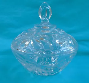 Anchor Hocking Early American PRESCUT clear glass 5 1/4" Covered Candy Dish EAPC - Picture 1 of 2
