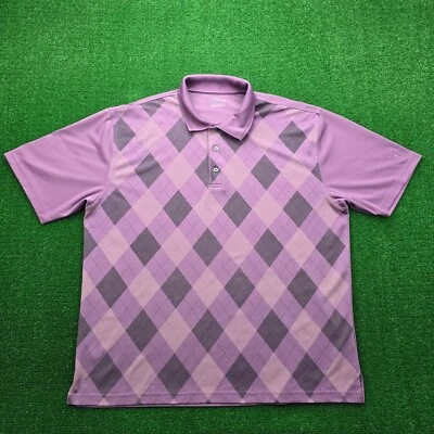 Camisa Polo PGA Tour Para Hombres 2XL Púrpura Diamante Manga Corta Golf Rendimiento Preppy Foto 1 de 4