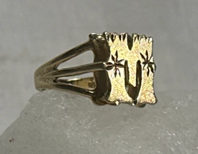 14K Yellow Gold Ring 3.6g Fine Jewelry Sz 5 Band Letter "M" Front - Image 1 of 4