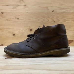 CLARKS DESERT BOOT LEATHER SHOES BEESWAX CREPE BROWN MENS SZ10 - Picture 1 of 9