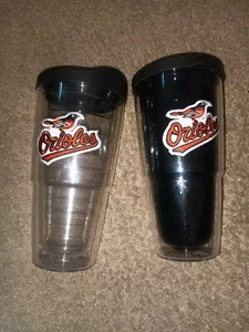 2-MLB-BALTIMORE ORIOLES-TERVIS TUMBLERS-COLD AND HOT-24 OZ-U.S.A.-W/ TRAVEL LIDS - Picture 1 of 8