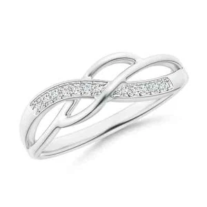 ANGARA Natural Diamond Multi-Row Crossover Band in Silver (1.1mm) - Picture 1 of 49