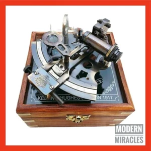 Collectible Antique Nautical Brass Working German Marine Sextant with Wooden Box - Picture 1 of 5