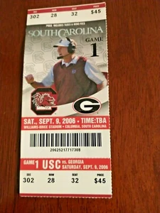 Georgia Bulldogs vs SC Gamecocks 2006 Football Game Ticket Stub G20 - Bild 1 von 3