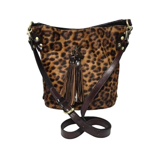 Patricia Nash Torresina Bucket Bag Handbag Leopard Print Brown Leather Tassel - Picture 1 of 17