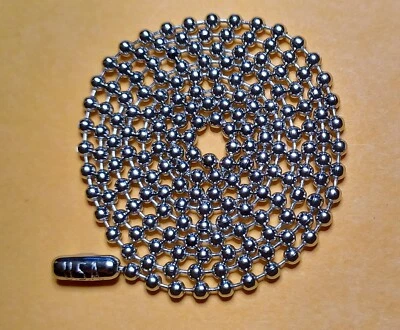 Cadena militar con estilo de cuentas de bola de acero niquelado de 2,4 mm hecha en EE. UU. Foto 1 de 4
