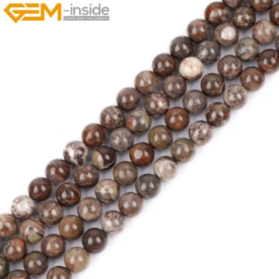 Cuentas sueltas de ágata de ónix marrón natural redondas para hacer joyas de 15" Foto 1 de 4