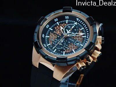 Reloj Invicta Hombre 50mm Piloto Aviador Cronógrafo Tono Rosa SS Correa Silicona Foto 1 de 4