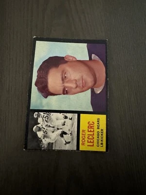 1962 Topps #19 ROGER LeCLERC Chicago Bears Football Card Rookie RC - Image 1 of 2