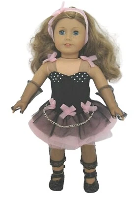 Punk Rocker Dress Leggings Headband & Gloves fit 18" Girl Size Doll - Image 1 of 4