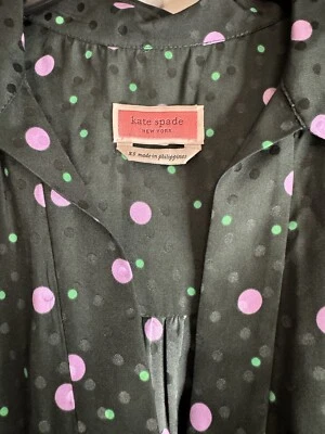 Kate Spade Pine Forest Green Pop Dots Blouse Size XS Silk Blend - Imagem 1 de 4