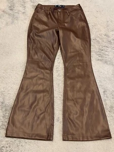 Hollister Pants Womens 28 Brown Faux Leather High Rise Flare Boho Fashion - Picture 1 of 7